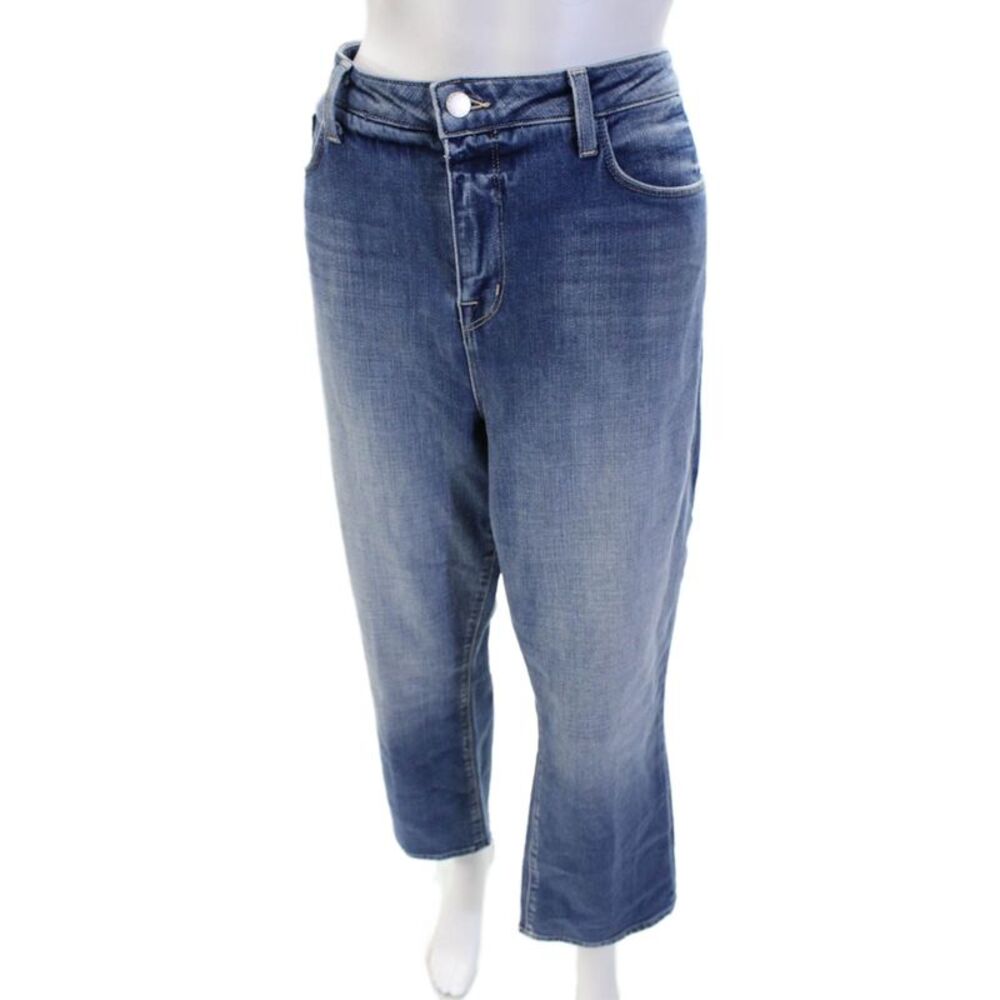 L'Agence Womens Cropped Wide Leg High Rise Blue Jeans Size 34